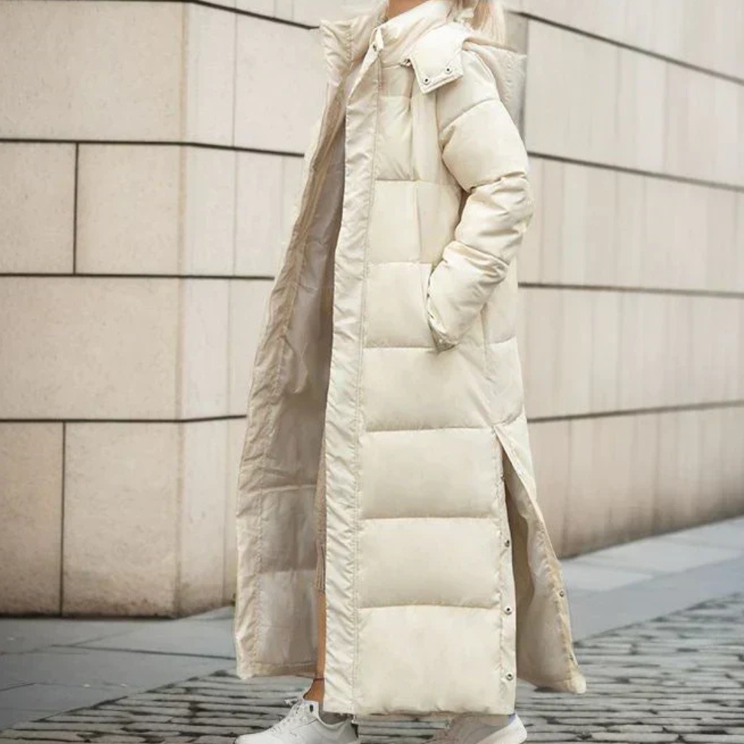 Ilse | Hooded Long Puffer Coat with Side Pockets