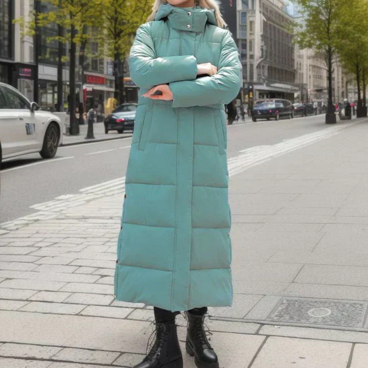 Ilse | Hooded Long Puffer Coat with Side Pockets