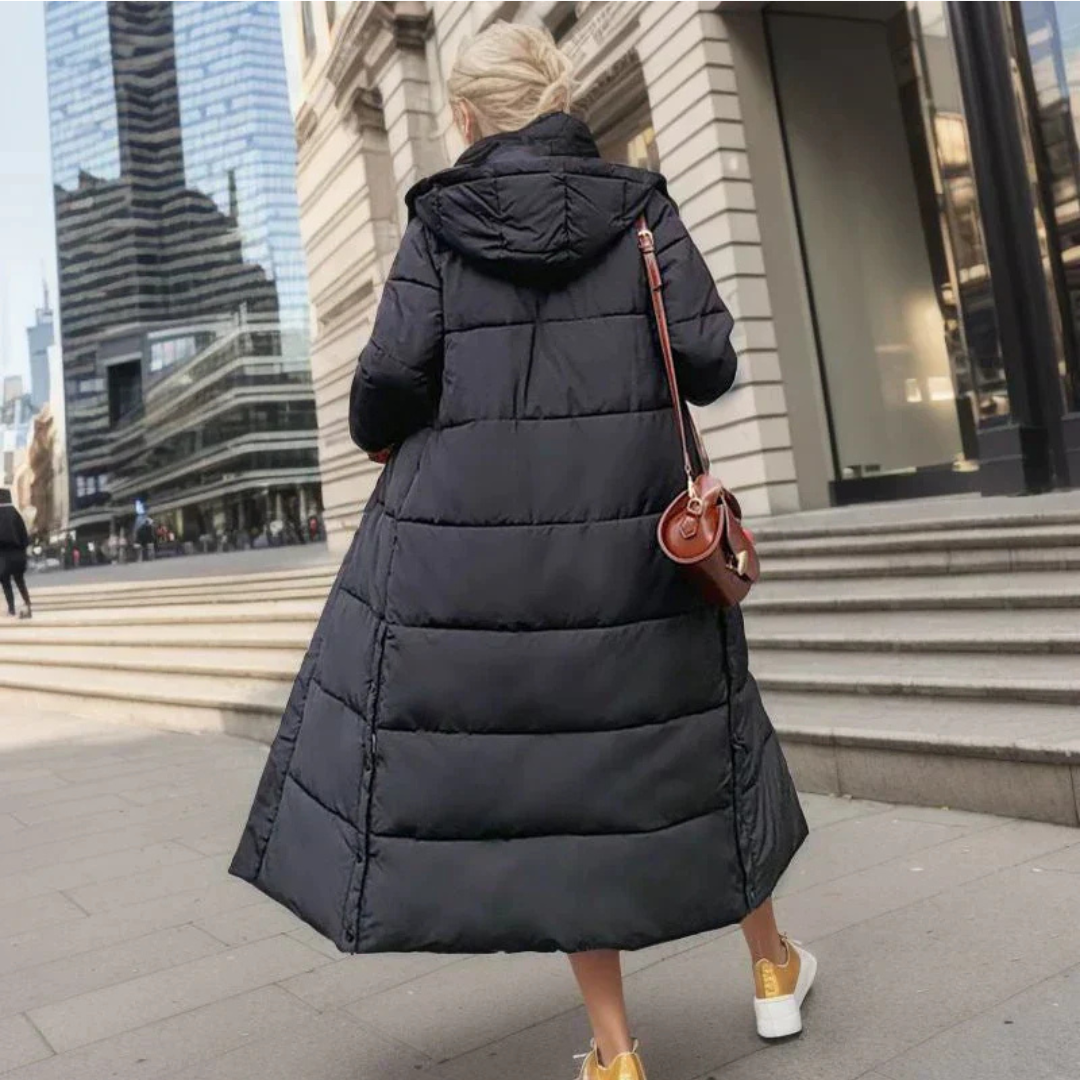 Ilse | Hooded Long Puffer Coat with Side Pockets