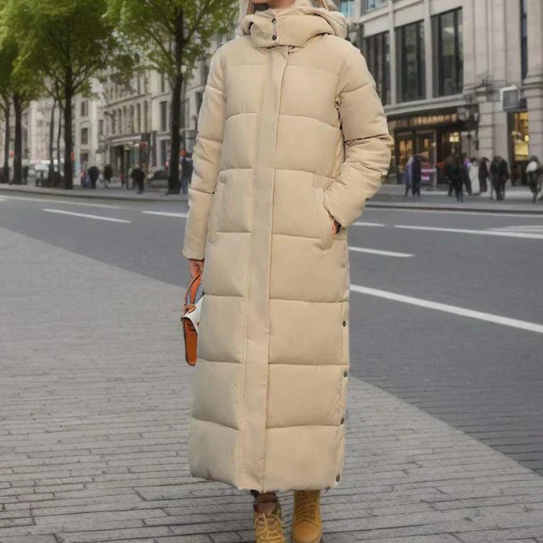 Ilse | Hooded Long Puffer Coat with Side Pockets