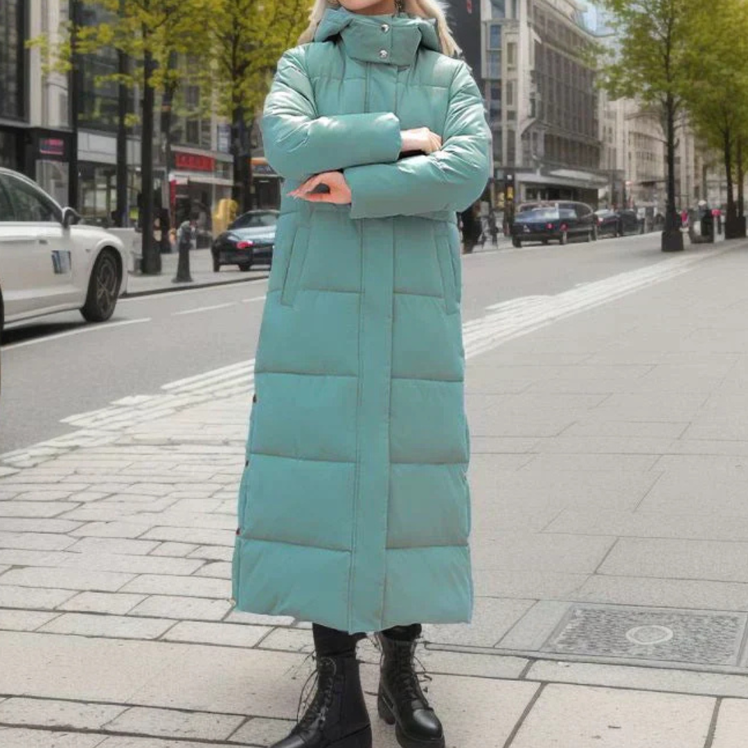 Ilse | Hooded Long Puffer Coat with Side Pockets