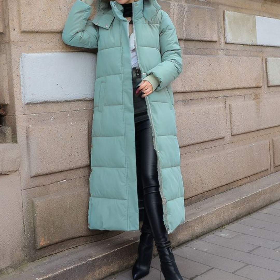 Ilse | Hooded Long Puffer Coat with Side Pockets