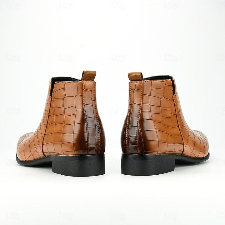 Lowell | Textured Slip-On Chelsea Boots with Low Heel
