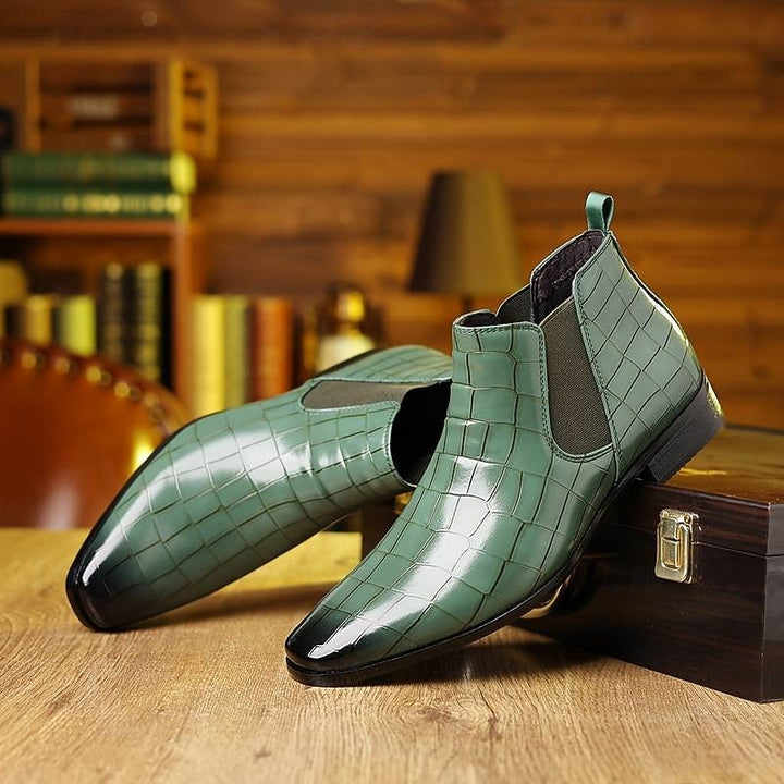 Lowell | Textured Slip-On Chelsea Boots with Low Heel