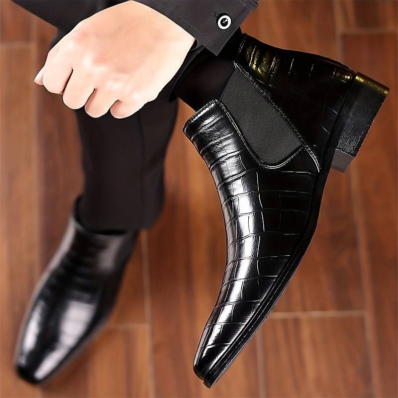 Lowell | Textured Slip-On Chelsea Boots with Low Heel
