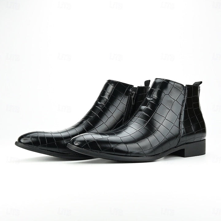 Lowell | Textured Slip-On Chelsea Boots with Low Heel