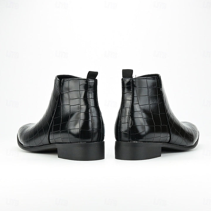 Lowell | Textured Slip-On Chelsea Boots with Low Heel