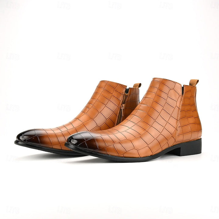 Lowell | Textured Slip-On Chelsea Boots with Low Heel