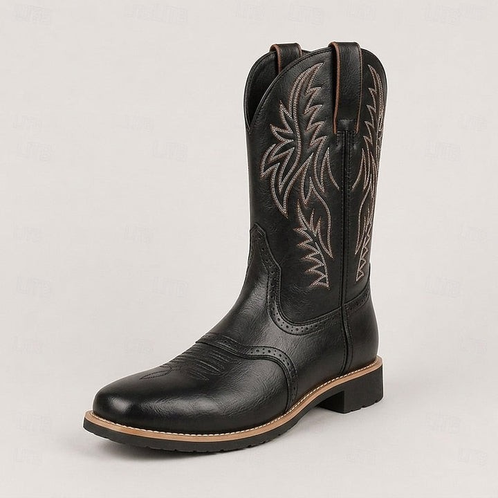 Ivor | Embroidered Two-Tone Square-Toe Western Cowboy Boots