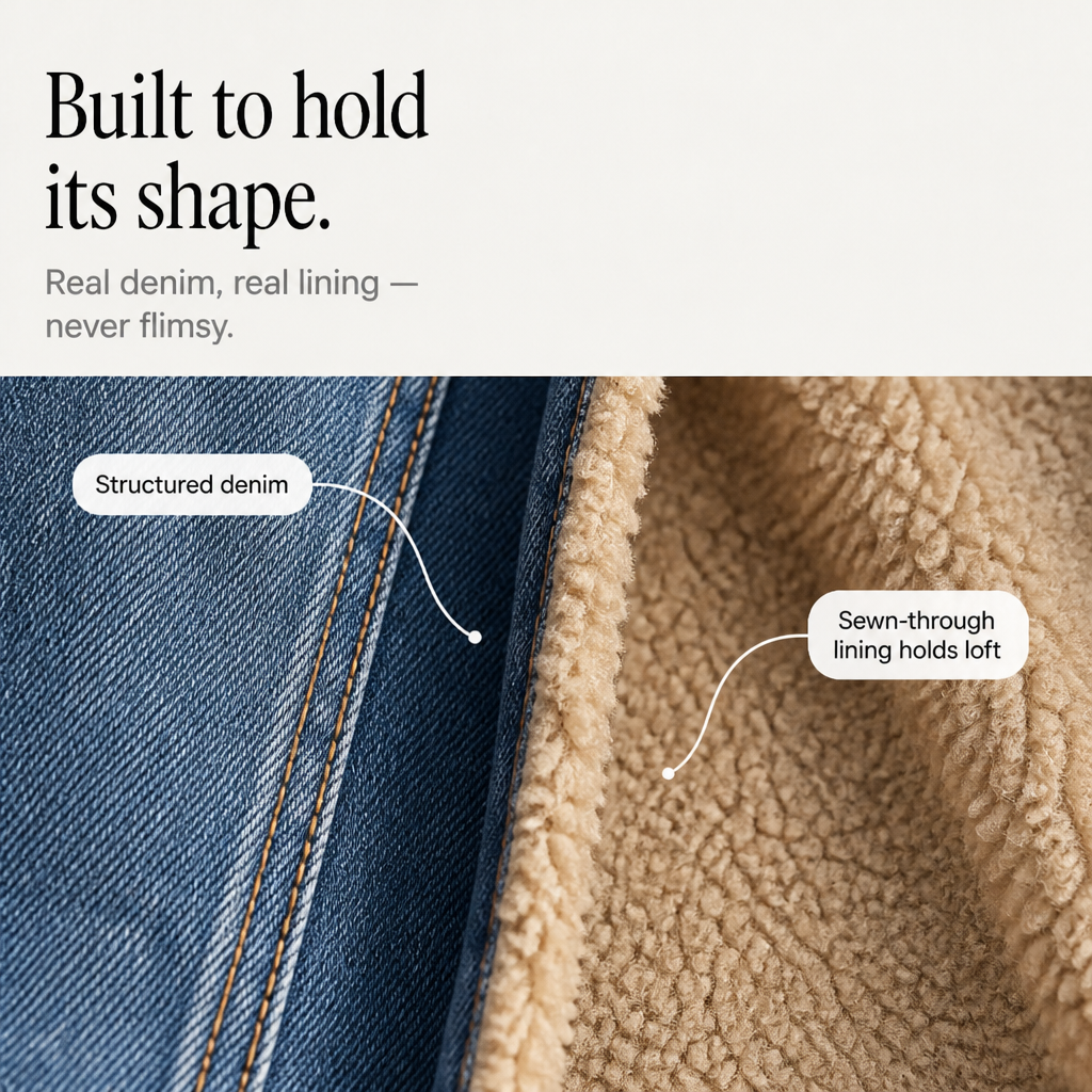 Fern | Sherpa-Lined Long Denim Winter Coat