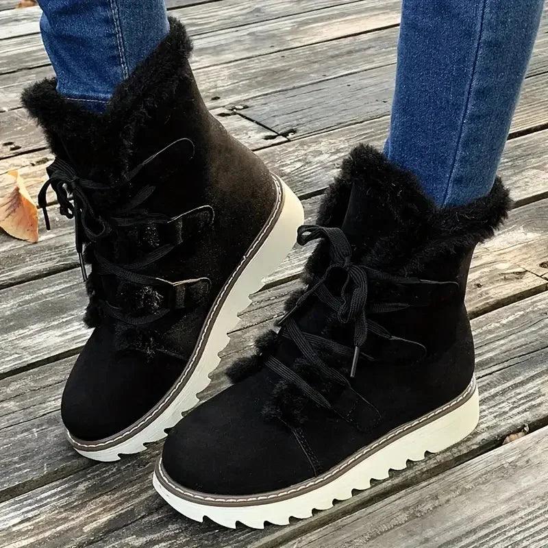 Carys | Faux Fur-Lined Lace-Up Platform Winter Ankle Boots