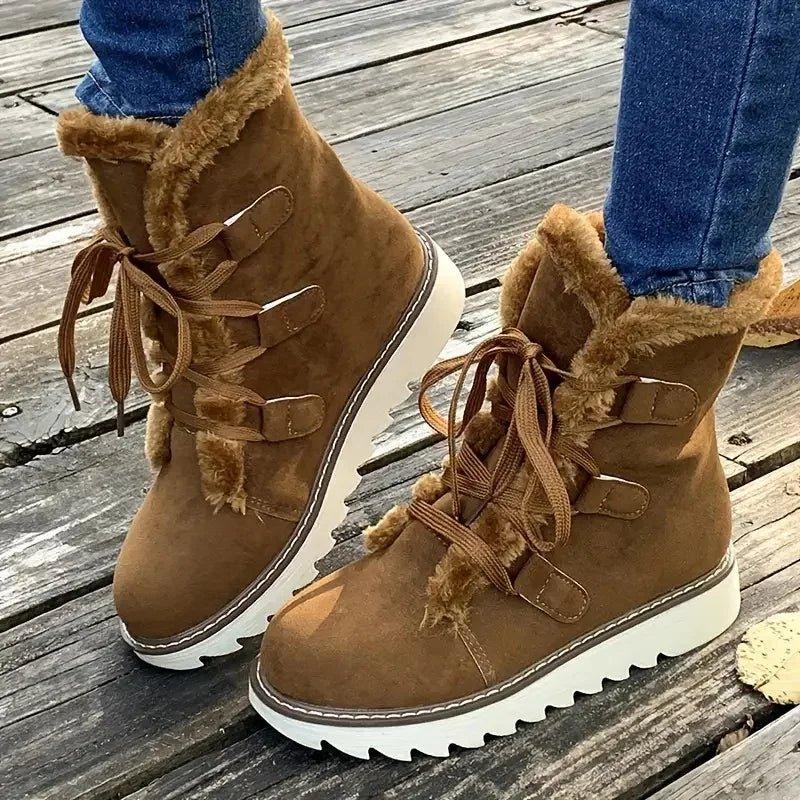 Carys | Faux Fur-Lined Lace-Up Platform Winter Ankle Boots