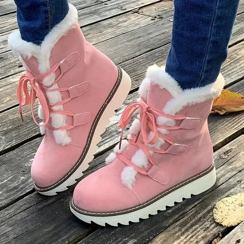 Carys | Faux Fur-Lined Lace-Up Platform Winter Ankle Boots
