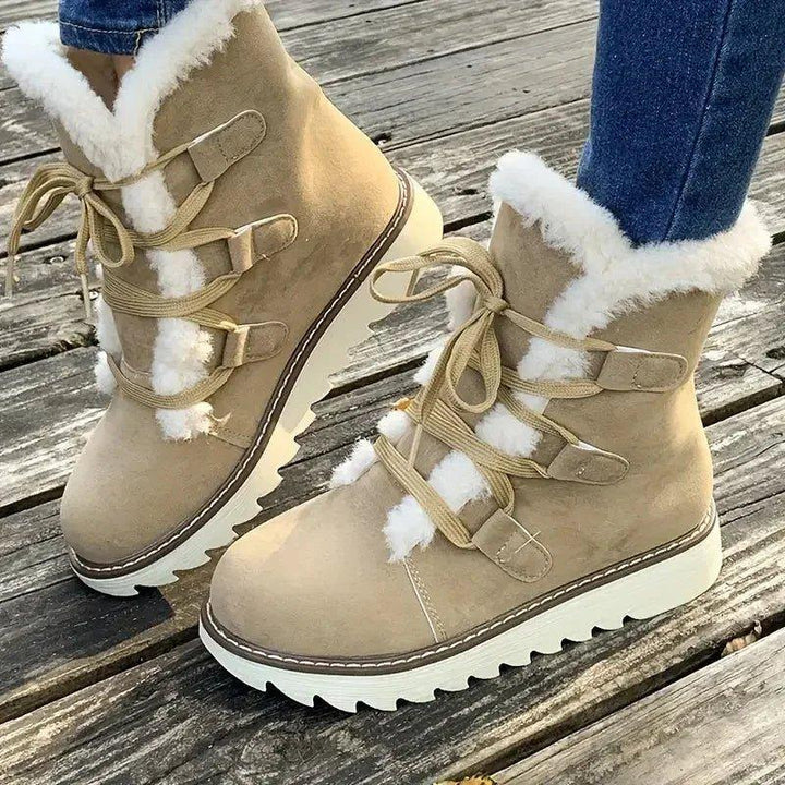 Carys | Faux Fur-Lined Lace-Up Platform Winter Ankle Boots