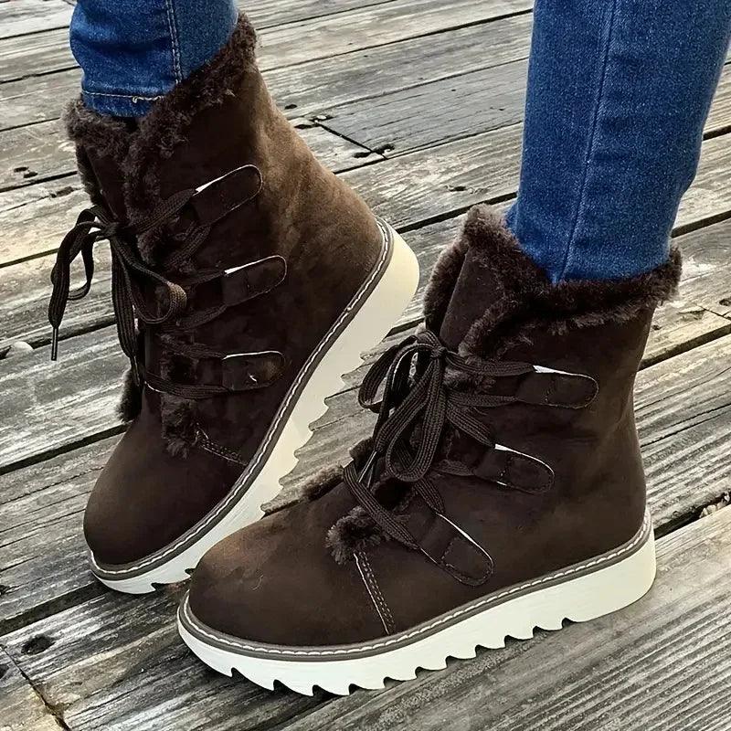 Carys | Faux Fur-Lined Lace-Up Platform Winter Ankle Boots
