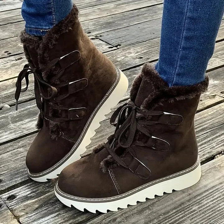 Carys | Faux Fur-Lined Lace-Up Platform Winter Ankle Boots