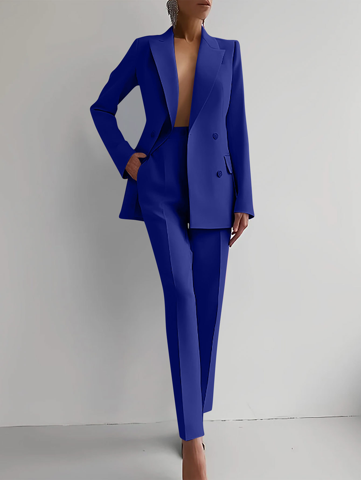 Selena | Double-Breasted Blazer and Slim Pants Suit Set