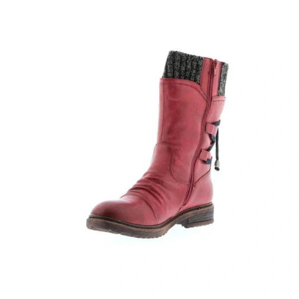 Adley | Knit Cuff Mid-Calf Winter Boots with Lace-Back Detail