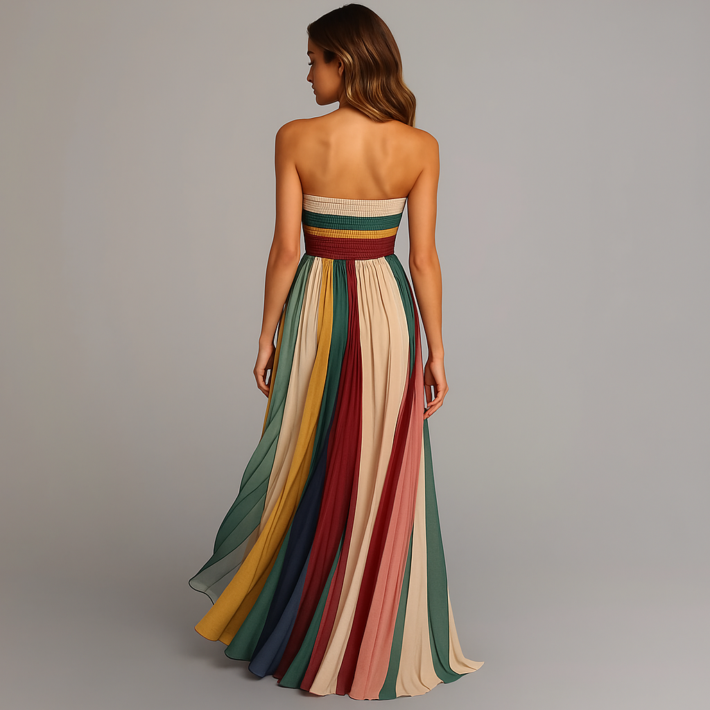 Amara | Strapless Pleated Maxi Wedding Guest Dress