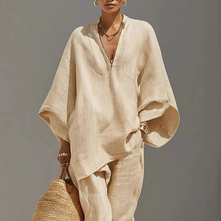 Esther | Batwing Sleeve Top and Wide-Leg Pants Set