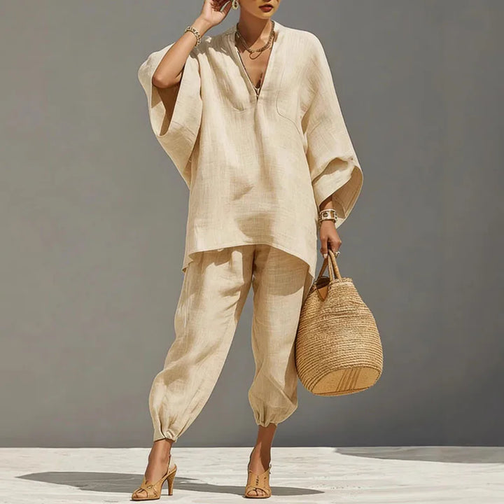 Esther | Batwing Sleeve Top and Wide-Leg Pants Set