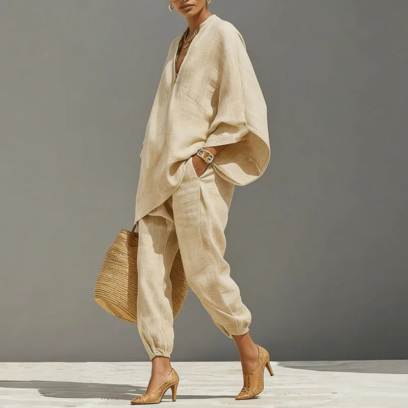 Esther | Batwing Sleeve Top and Wide-Leg Pants Set