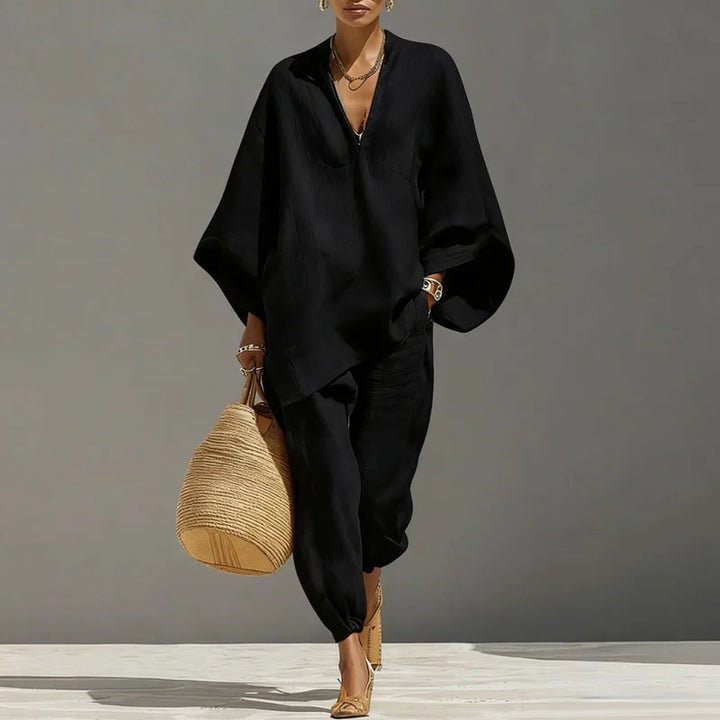 Esther | Batwing Sleeve Top and Wide-Leg Pants Set