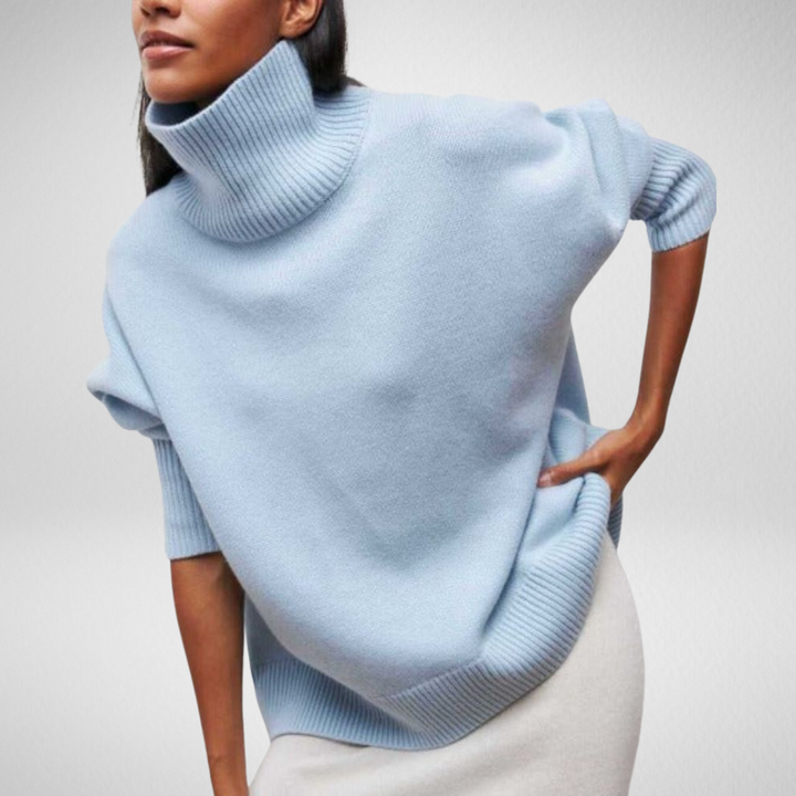 Wilma | Oversized Poncho-Style Turtleneck Wool Sweater