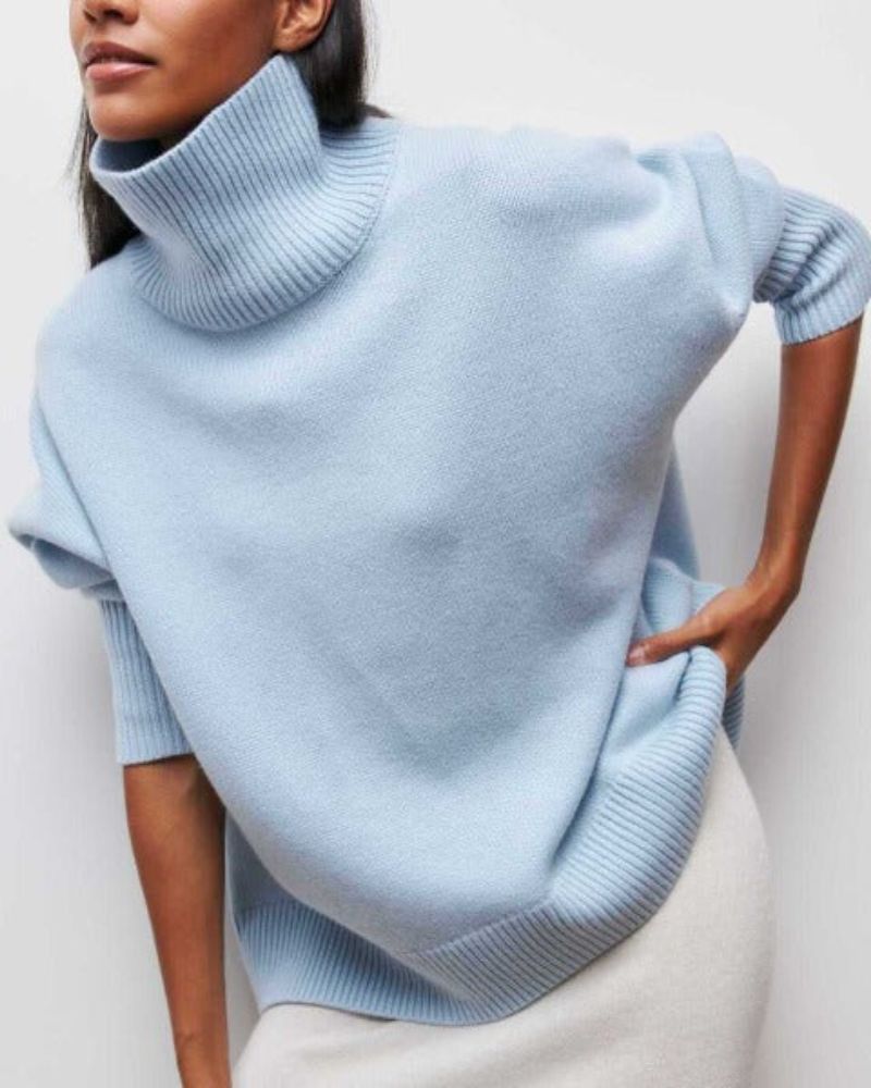 Wilma | Oversized Poncho-Style Turtleneck Wool Sweater