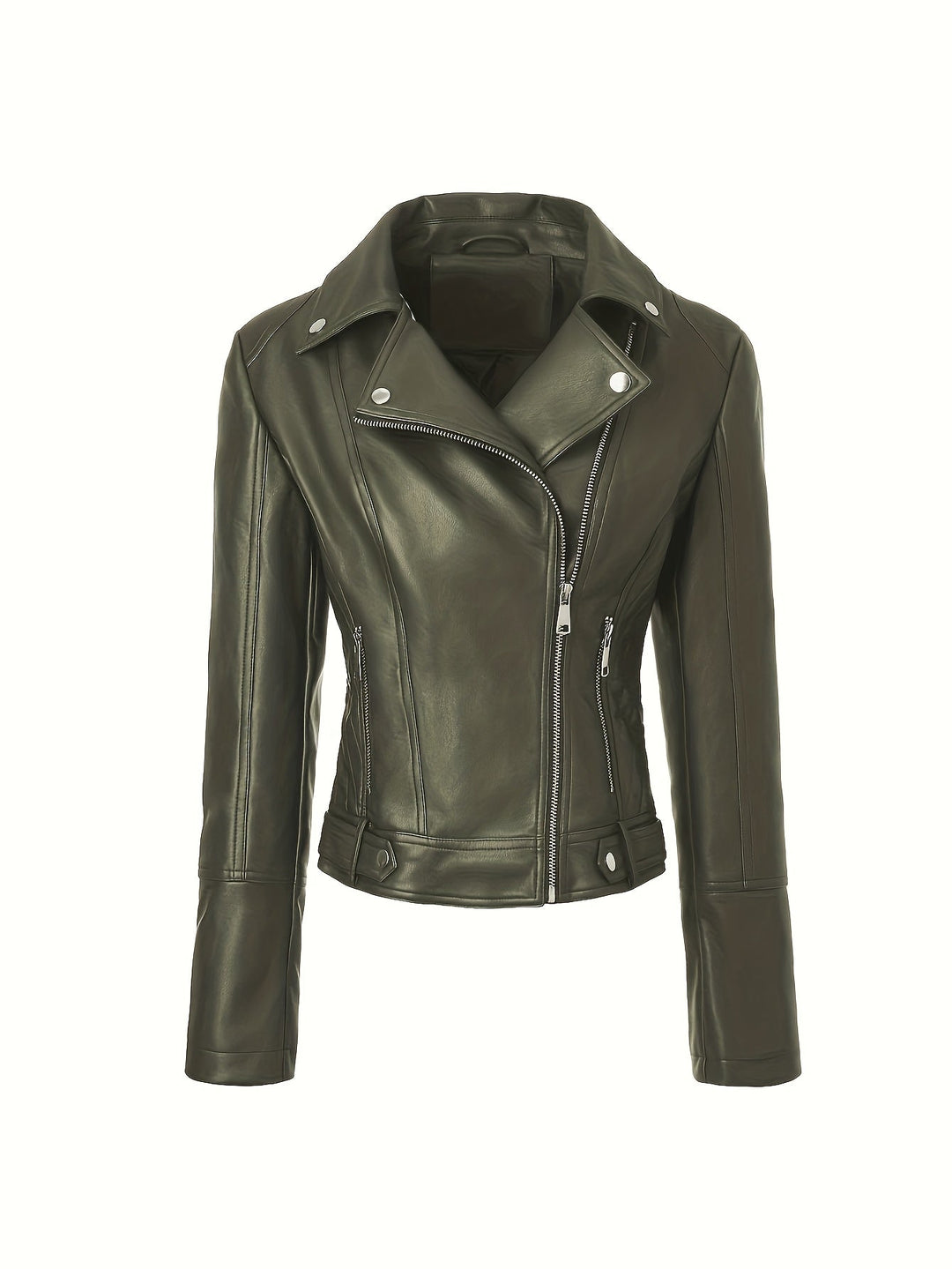 Gia | Slim-Fit Faux-Leather Biker Jacket with Asymmetric Zip