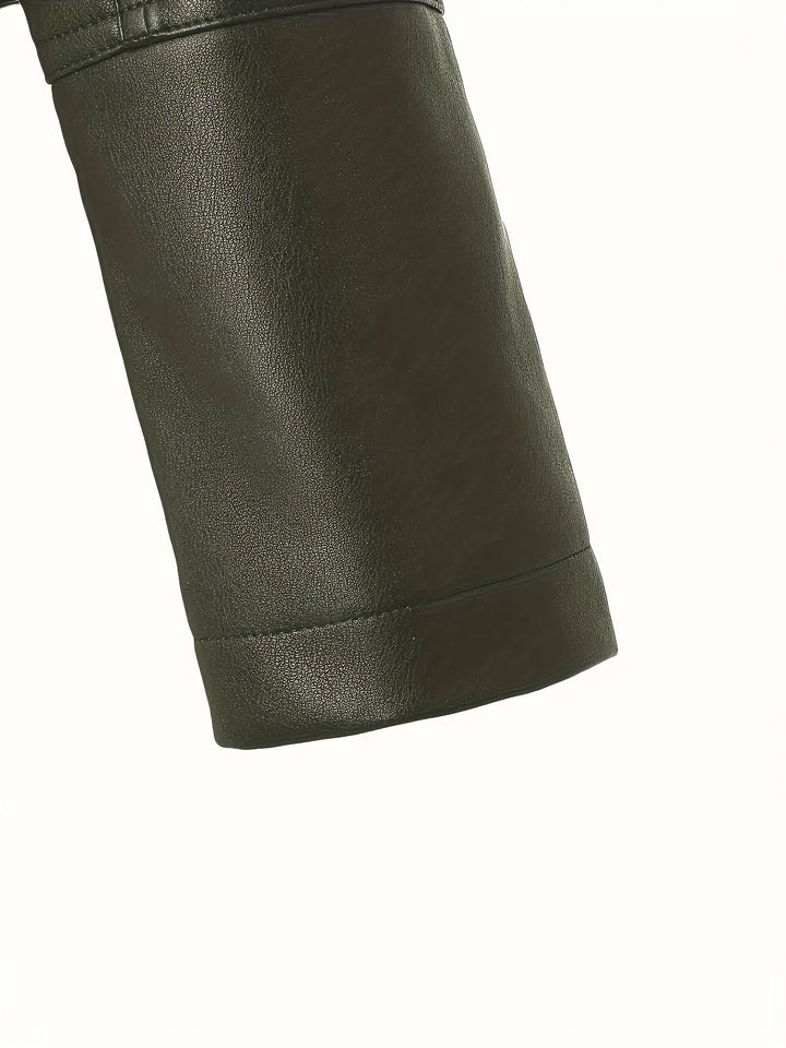 Gia | Slim-Fit Faux-Leather Biker Jacket with Asymmetric Zip