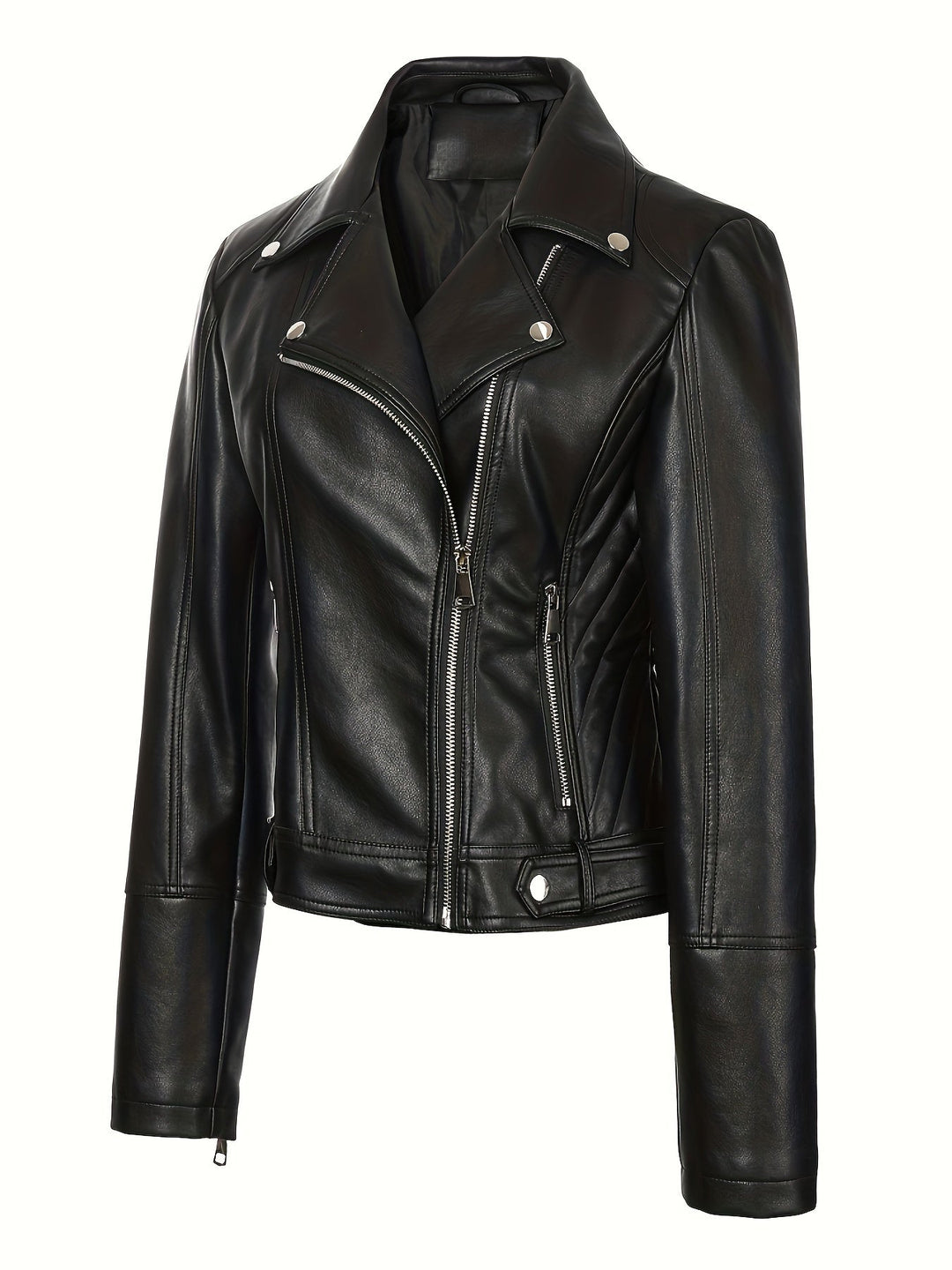 Gia | Slim-Fit Faux-Leather Biker Jacket with Asymmetric Zip