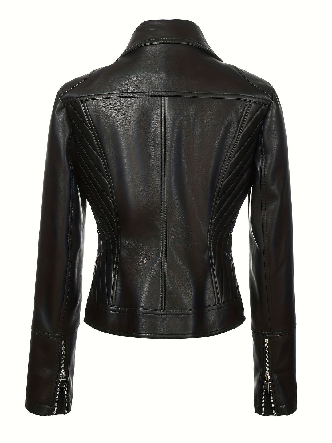 Gia | Slim-Fit Faux-Leather Biker Jacket with Asymmetric Zip