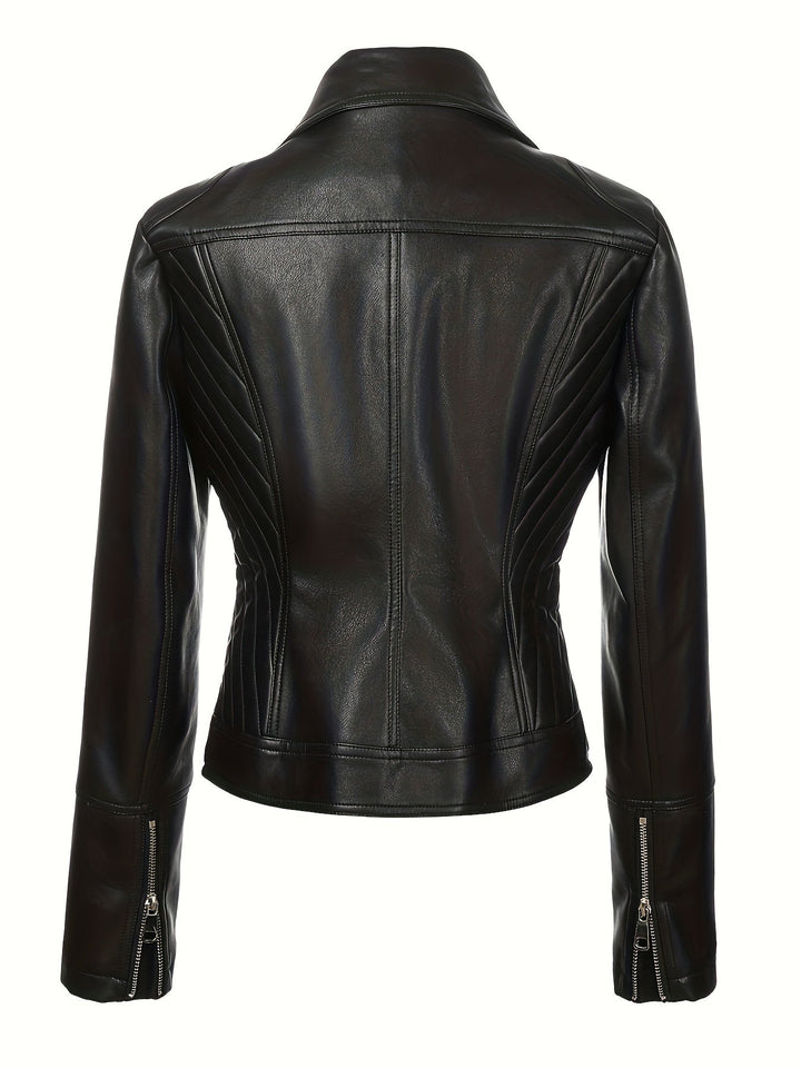 Gia | Slim-Fit Faux-Leather Biker Jacket with Asymmetric Zip