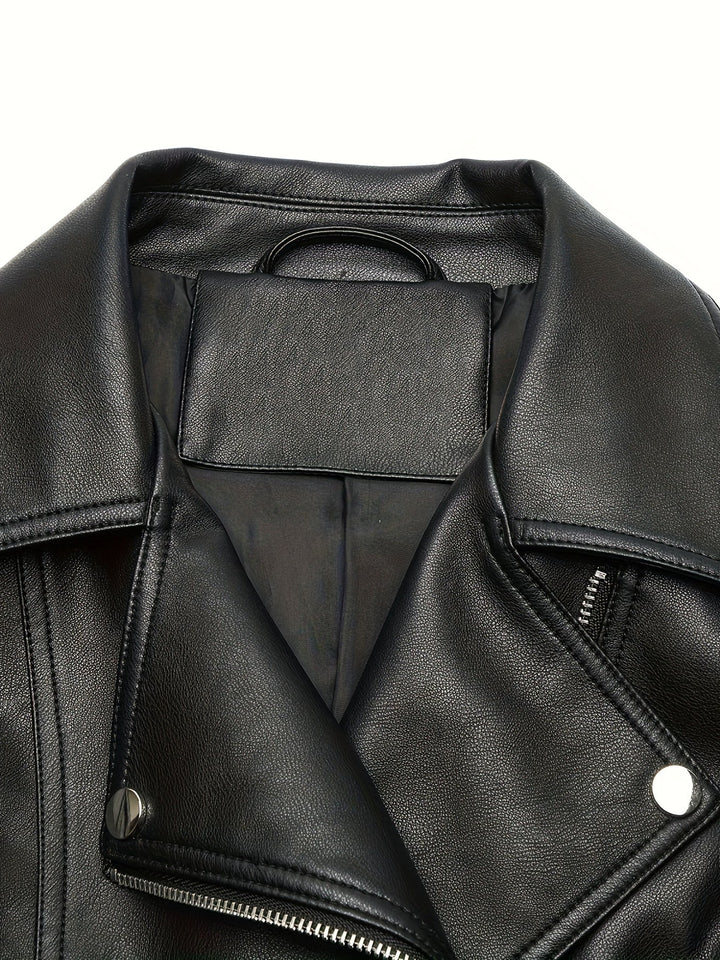 Gia | Slim-Fit Faux-Leather Biker Jacket with Asymmetric Zip