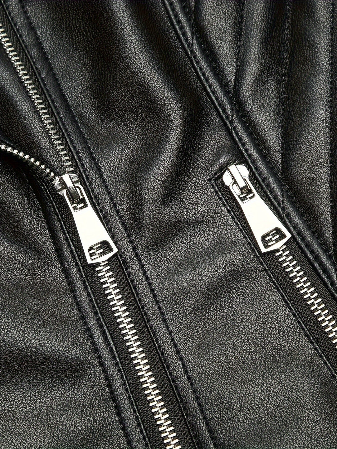Gia | Slim-Fit Faux-Leather Biker Jacket with Asymmetric Zip