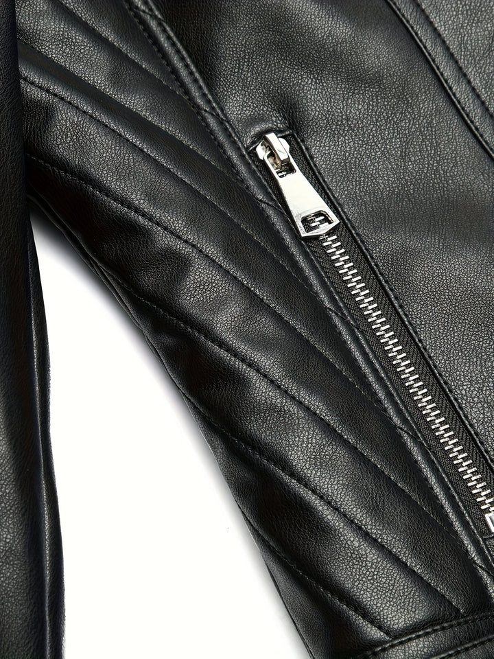 Gia | Slim-Fit Faux-Leather Biker Jacket with Asymmetric Zip