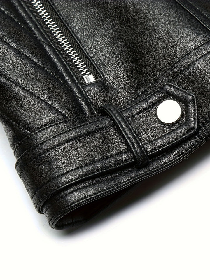 Gia | Slim-Fit Faux-Leather Biker Jacket with Asymmetric Zip