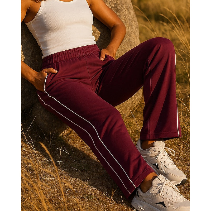 Ainsley | Side-Stripe High-Waisted Straight-Leg Sweatpants