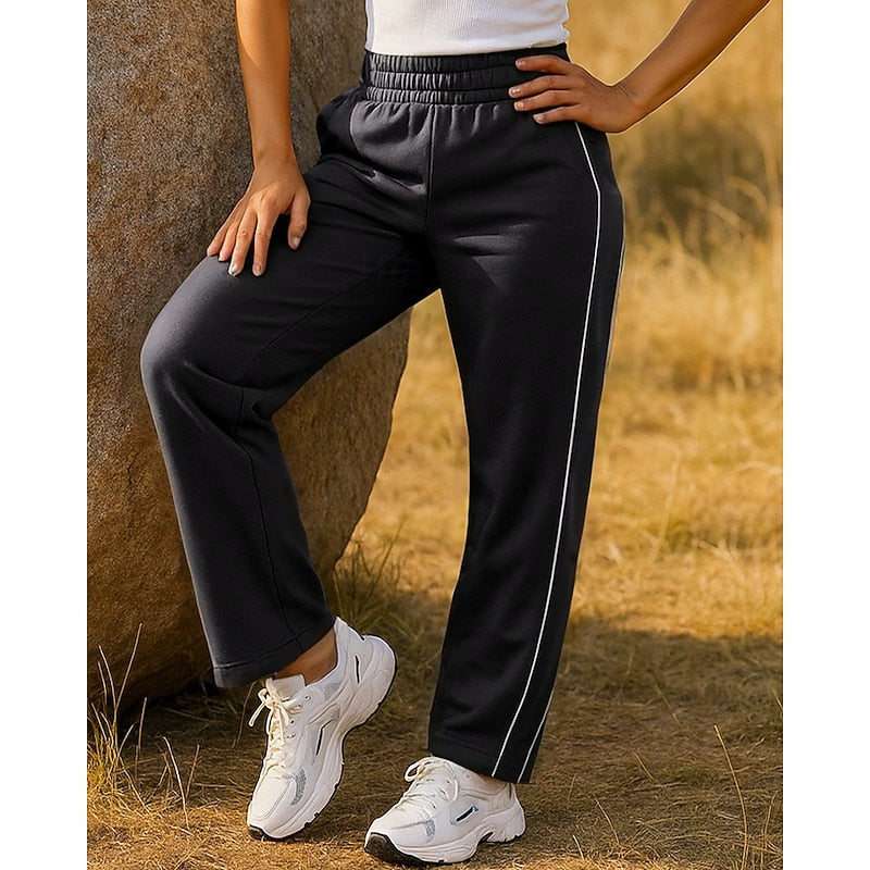 Ainsley | Side-Stripe High-Waisted Straight-Leg Sweatpants