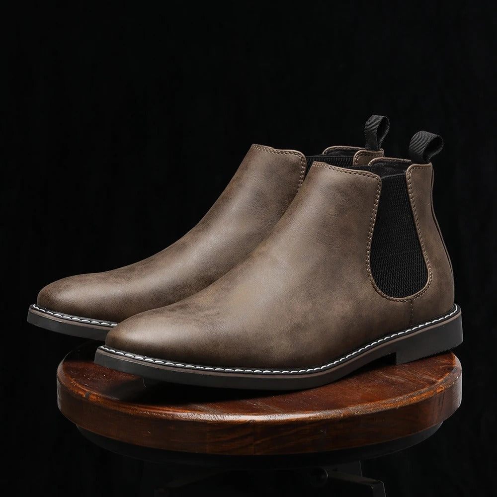 Ansel | Slip-On Chelsea Ankle Boots with Low Stacked Heel