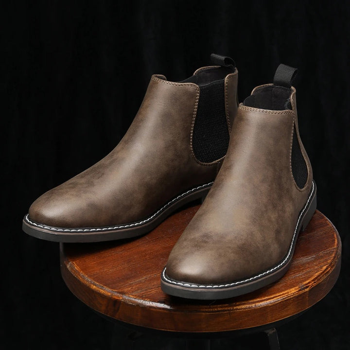 Ansel | Slip-On Chelsea Ankle Boots with Low Stacked Heel