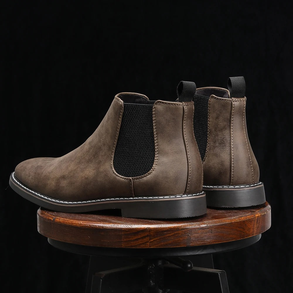 Ansel | Slip-On Chelsea Ankle Boots with Low Stacked Heel