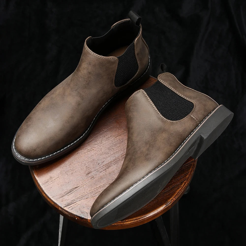 Ansel | Slip-On Chelsea Ankle Boots with Low Stacked Heel