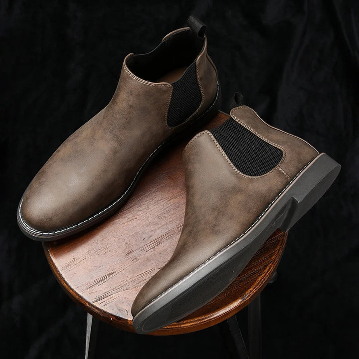 Ansel | Slip-On Chelsea Ankle Boots with Low Stacked Heel