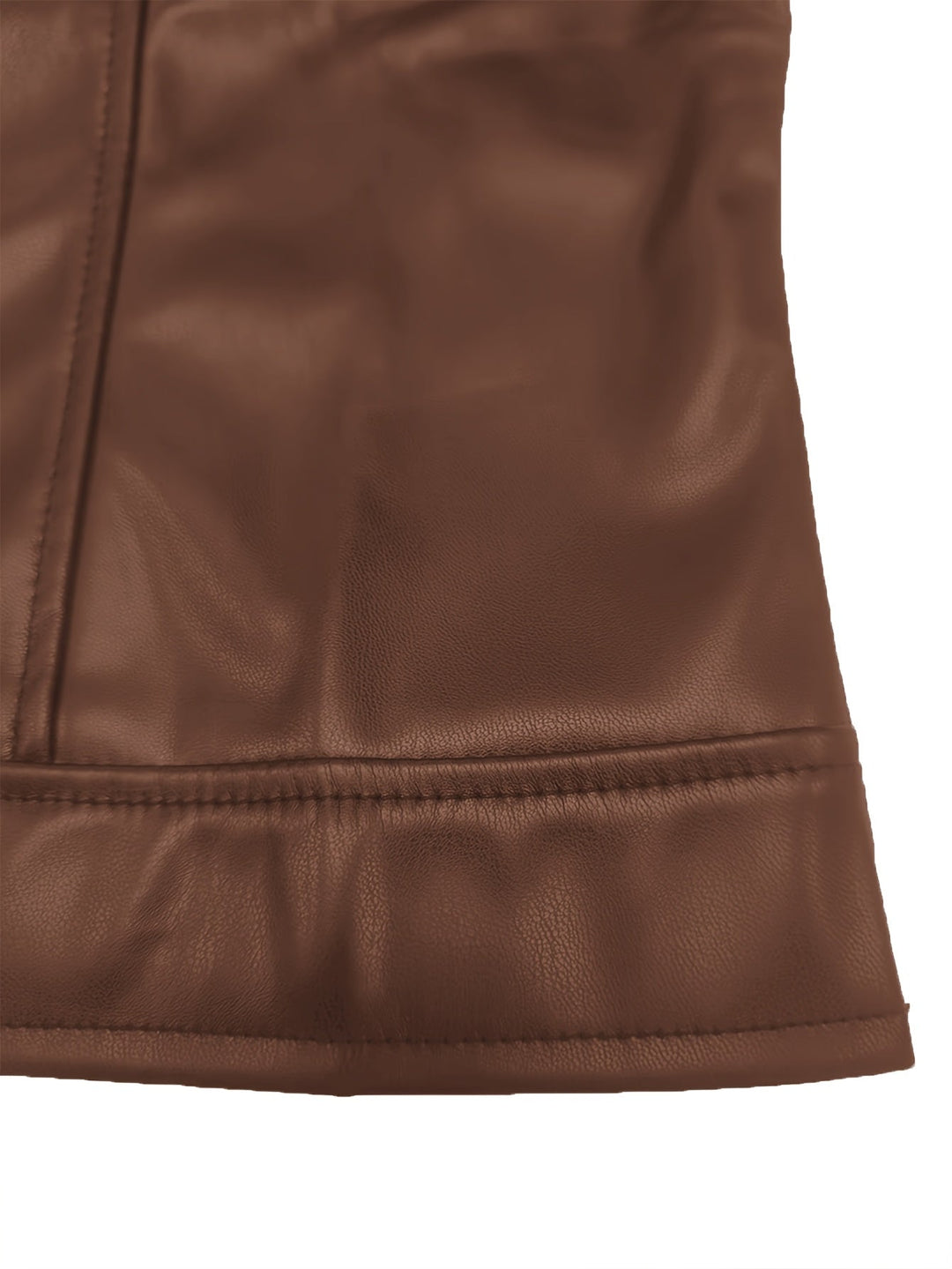 Mae | Khaki Cropped Faux-Leather Zip-Up Jacket