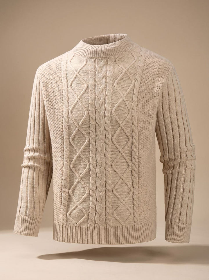 Graham | Cable-Knit Mock-Neck Pullover Sweater