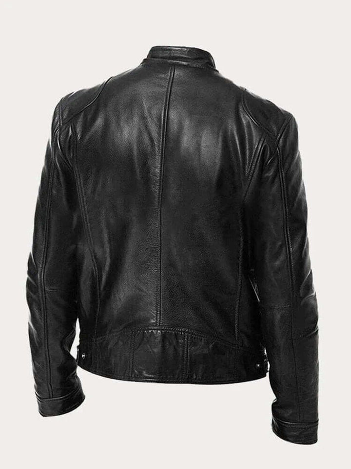 Barrett | Genuine Leather Biker Zip-Up Jacket with Stand Collar