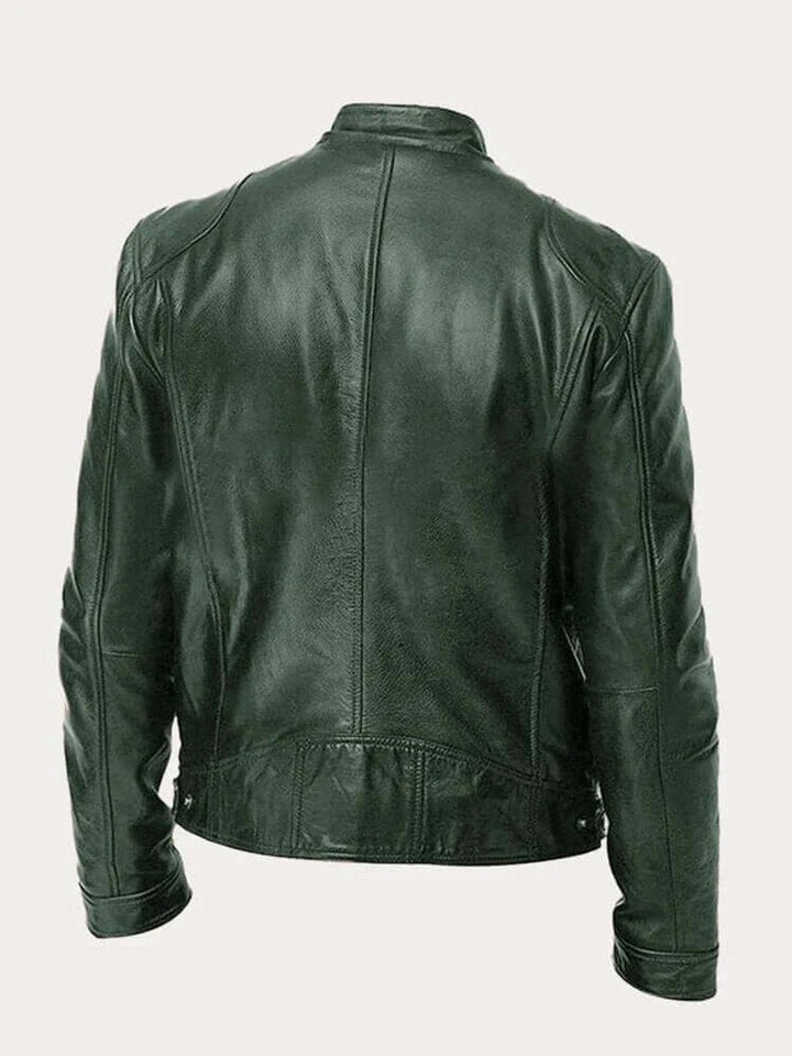 Barrett | Genuine Leather Biker Zip-Up Jacket with Stand Collar