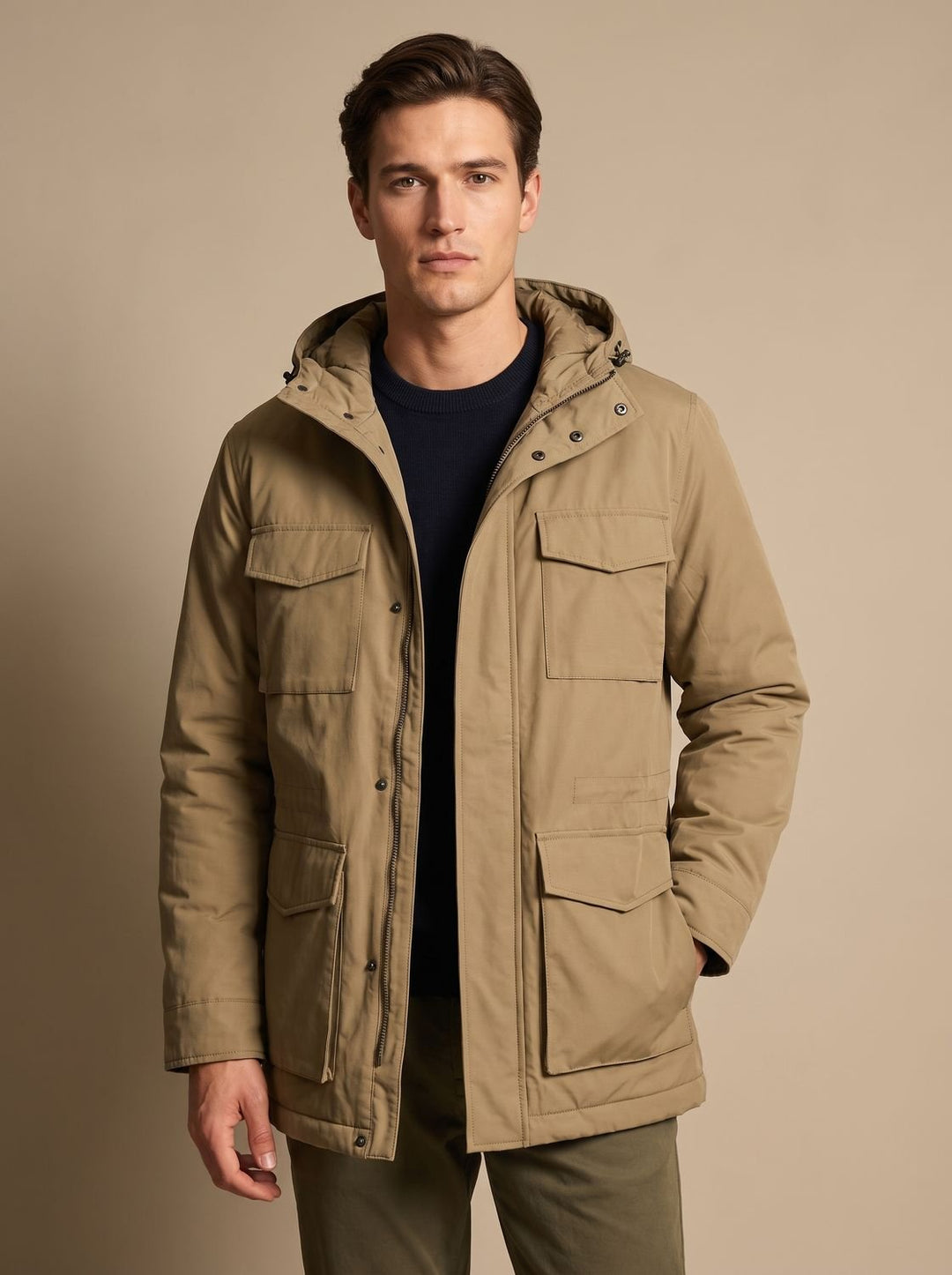 Garrett | Hooded Insulated Military Parka with Multi Pockets